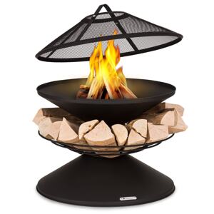 Blumfeldt Aguilera, palenisko ogrodowe z grillem, Ø 65 cm, schowek na drewno, stal