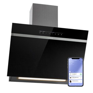Klarstein Ava 60 Smart, okap kuchenny przyścienny, skośny, 60 cm, Wi-Fi, A++, 515 m³/h, panel dotykowy