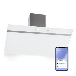 Klarstein Ava 90 Smart, okap kuchenny przyścienny, skośny, 90 cm, Wi-Fi, A++, 515 m³/h, panel dotykowy