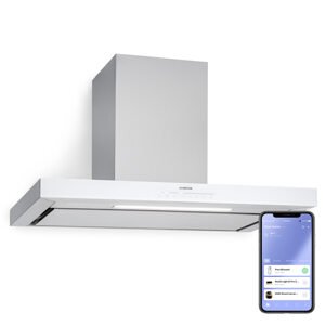 Klarstein Alinea 90 Smart, okap kuchenny przyścienny, kominowy, 90 cm, Wi-Fi, A++, 500 m³/h, panel dotykowy