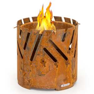 Blumfeldt Crown, palenisko ogrodowe 3 w 1, Ø 46 cm, wodoodporne i mrozoodporne, płyta grillowa, ruszt grillowy, bambusowy blat