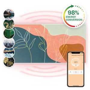 Klarstein Wonderwall Air Art Smart, panel grzewczy na podczerwień, grzejnik, 60 x 120 cm, 700 W, montaż na ścianie, aplikacja, złote linie