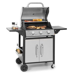 Klarstein Tomahawk, grill gazowy, 3 palniki o mocy 3,6 kW każdy, 60 x 43,5 cm, stal nierdzewna