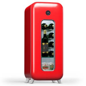 Klarstein Shirley 15 Uno, chłodziarka do wina, 48 l, 15 butelek, 5-20°C, dotykowy panel sterowania, styl retro