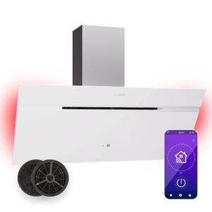 Klarstein Alina 3.0 90 Smart, okap kuchenny przyścienny, skośny, 90 cm, 600 m³/h, wyświetlacz LED, oświetlenie ambientowe, Wi-Fi