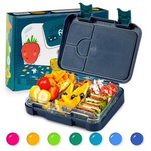 Klarstein schmatzfatz junior, śniadaniówka, lunchbox, pojemnik na lunch, 6 przegródek, 21,3 x 15 x 4,5 cm, nie zawiera BPA