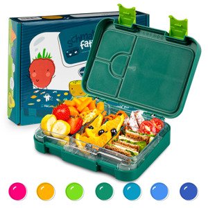 Klarstein schmatzfatz junior, śniadaniówka, lunchbox, pojemnik na lunch, 6 przegródek, 21,3 x 15 x 4,5 cm, nie zawiera BPA