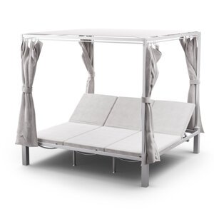 Blumfeldt Łóżko do opalania Eremitage Triple Sunbed, ochrona przeciwsłoneczna, dla maks. 3 osób, aluminiowa rama, odporne na warunki atmosferyczne