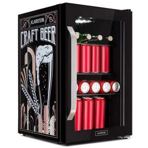 Klarstein Beersafe 70 Craft Beer Edition, lodówka na napoje, chłodziarka, 70 l, 3 półki, panoramiczne szklane drzwi, stal nierdzewna
