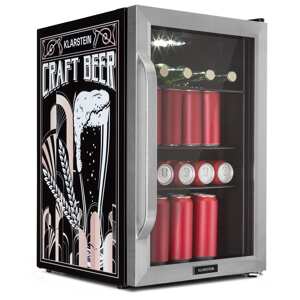 Klarstein Beersafe 70 Craft Beer Edition, lodówka na napoje, chłodziarka, 70 l, 3 półki, panoramiczne szklane drzwi, stal nierdzewna