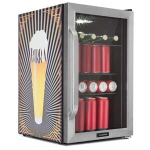Klarstein Beersafe 70 Birra Edition, lodówka na napoje, chłodziarka, 70 l, 3 półki, szklane drzwi, stal nierdzewna