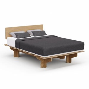 Blumfeldt NordicAura Double rama łóżka dwuosobowego, 140 cm x 200 cm, wytrzymała, bez użycia narzędzi, drewno eukaliptusowe, pólka