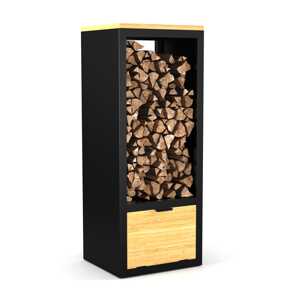 Blumfeldt Kindlewood stojak na drewno kominkowe, schowek na drewno, półka kominkowa, malowany proszkowo, drewno kauczukowe