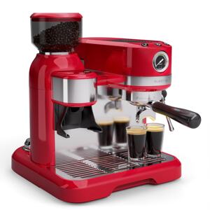 Klarstein Bella Café maszyna do espresso, vintage, młynek, 19 barów, spieniacz mleka, manometr, 1150 W