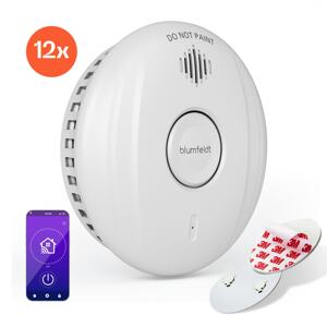 Klarstein SmartVigil Connect WiFi czujnik dymu, zestaw 12 szt., 3-letnia żywotność baterii, sterowanie za pomocą aplikacji, bez wiercenia