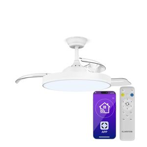 Klarstein AirFold, Inteligentny wentylator sufitowy, Składane łopatki, Ściemnialne oświetlenie LED, Smart