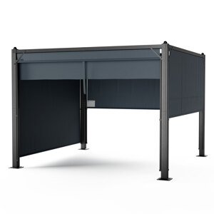 Blumfeldt Pantheon Cortina altana ogrodowa 3x3 m, odporna na warunki atmosferyczne, malowana proszkowo, rolety boczne