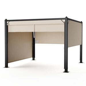 Blumfeldt Pantheon Cortina altana ogrodowa 3x3 m, odporna na warunki atmosferyczne, malowana proszkowo, rolety boczne