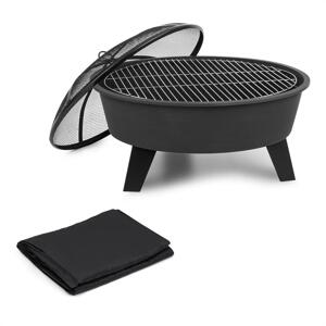 Blumfeldt Nolana, palenisko ogrodowe, Ø 73 cm, grill, Ø 64 cm, pokrowiec ochronny, stal, kolor czarny