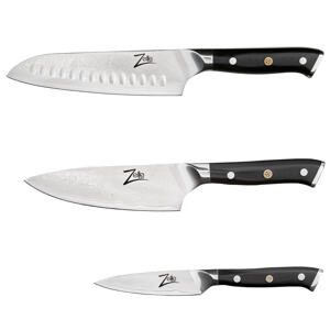 Zelite Infinity by Klarstein Alpha-Royal Japanese Serie Set III, zestaw noży kuchennych, 3 szt. (10/15/17 cm), stal damasceńska
