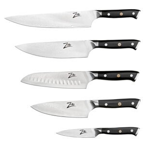 Zelite Infinity by Klarstein Alpha-Royal Japanese Serie Set IV, zestaw noży kuchennych, 5 szt. (10/15/17/20/25 cm), stal damasceńska